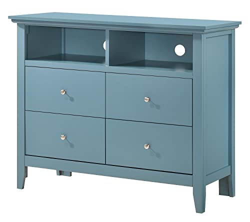Passion Furniture Indoor Home Storage Cabinet Organizer Unit Hammond Teal 4 Drawer Chest of Drawers (42" L X 18" W X 36" H)