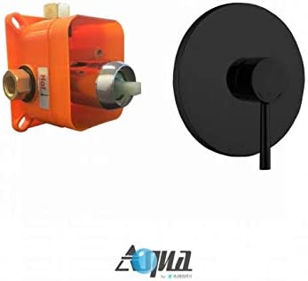 Aqua Rondo by KubeBath Matte Black 1-Way Rough-In Shower Valve With Cover Plate, Handle and Diverter
