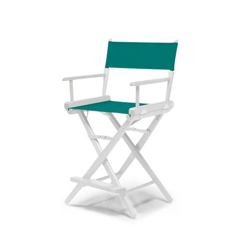 Telescope Casual World Famous Balcony Height Director Chair With White Finish and Teal Fabric