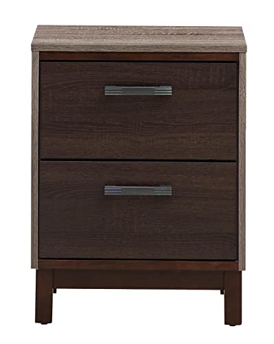 Magnolia 2-Drawer Brown Nightstand (24 in. H x 15.5 in. W x 19 in. D)