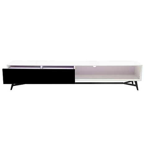 Tempo 2-Tone Low Profile Entertainment Cabinet in White Lacquer Finish with Black Lacquer Drawer Front and Black Powder Coated Legs by Diamond Sofa