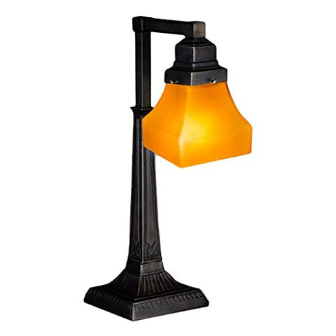20 inches H Bungalow Frosted Amber Desk Lamp