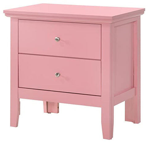 Primo 2-Drawer Pink Nightstand (24 in. H x 15.5 in. W x 19 in. D)