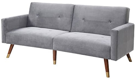 Turin 79 in. Gray 2-Seater Recliner Sofa with Wood Legs