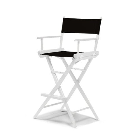 Telescope Casual World Famous Bar Height Director Chair With White Finish and Black Fabric