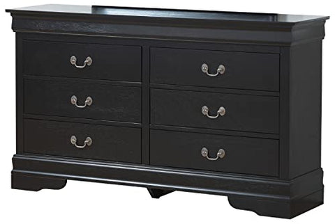 Louis Phillipe 2 6-Drawer Black Dresser (33 in. X 16 in. X 57 in.)