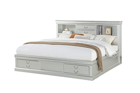 ACME Louis Philippe III Queen Bed - - Platinum