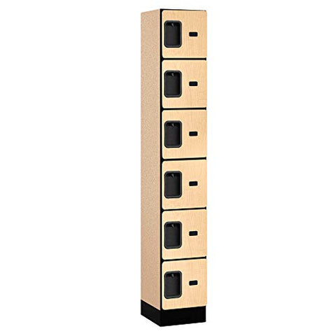 12Inches  Wide Six Tier Box Style Designer Wood Locker - 1 Wide - 6 Feet High - 15 Inches Deep - Maple