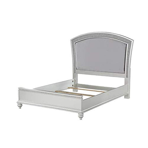 ACME Maverick California King Bed - - Fabric &amp; Platinum