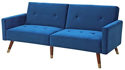 Turin 79 in. Navy Blue 2-Seater Recliner Sofa with Wood Legs