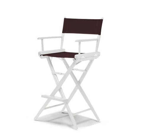Telescope Casual World Famous Bar Height Director Chair With White Finish and Brown Fabric