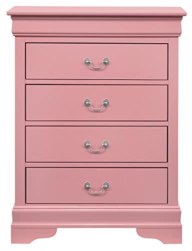 Louis Phillipe Pink 4 Drawer Chest of Drawers (31 in L. X 16 in W. X 41 in H.)
