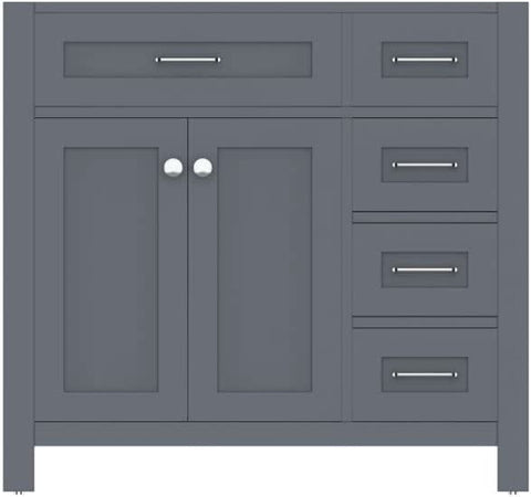 Norwalk 36 inch Drawer Vanity in GRAY with No Top