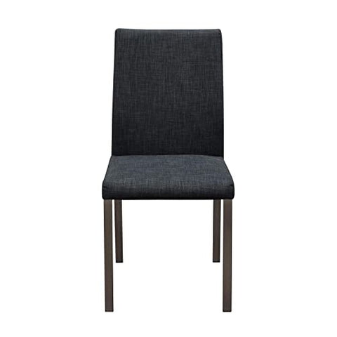 2-Pack Grey Fabric Dining Chairs with Brushed Stainless Steel Legs & Handle by Diamond Sofa
