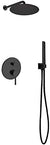 Aqua Rondo Matte Black Shower Set w/ 12Inch Rain Shower and Handheld