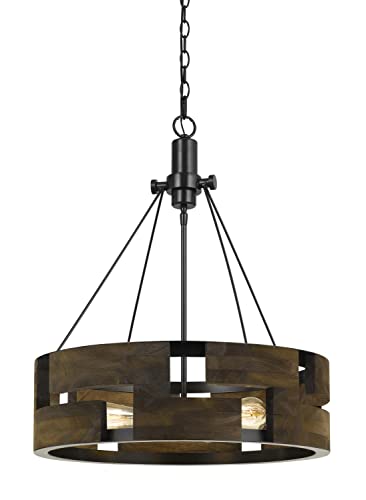 60W X 3 Bradford Metal And Wood Chandelier (Edison Bulbs Not Included) - Smoky Wood