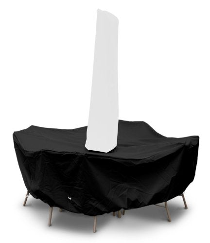 KoverRoos Weathermax 71261 80-Inch Round Table High Back Dining Set Cover with Umbrella Hole, 114-Inch Diameter by 36-Inch Height, Black