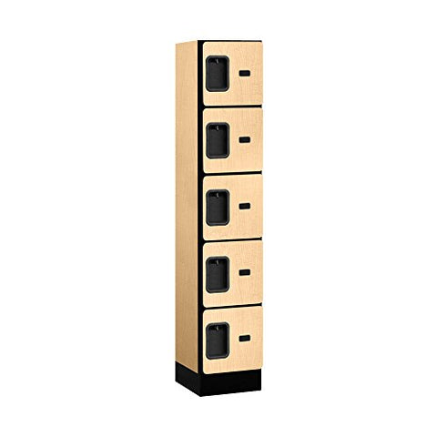 12Inches  Wide Five Tier Box Style Designer Wood Locker - 1 Wide - 5 Feet High - 15 Inches Deep - Maple