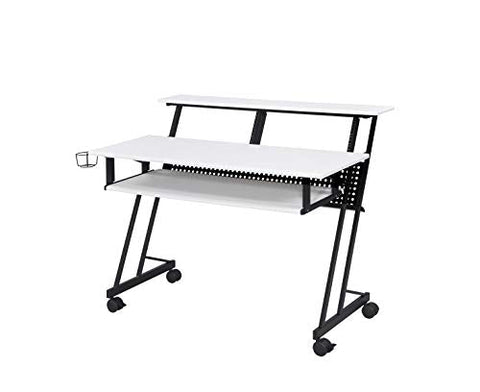 Acme Furniture Suitor Music Recording Studio Desk, White &amp; Black