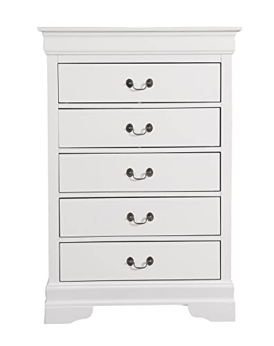 Louis Phillipe White 5 Drawer Chest of Drawers (33 in L. X 18 in W. X 48 in H.)