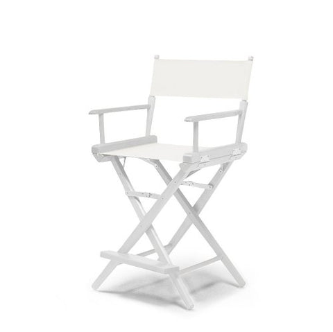 Telescope Casual World Famous Balcony Height Director Chair With White Finish and White Fabric