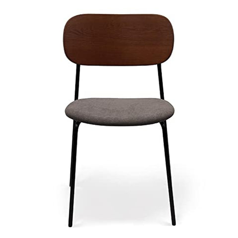 Zleby Modern Aspen Dining Chair Upholstered Seat with Matte Black Metal Legs for Kitchen, Living Room &amp; Dining Room - Set of 2, Grey
