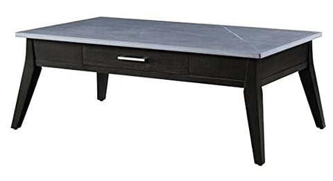 Acme Furniture Zemocryss Coffee Table, Marble &amp; Dark Brown Finish