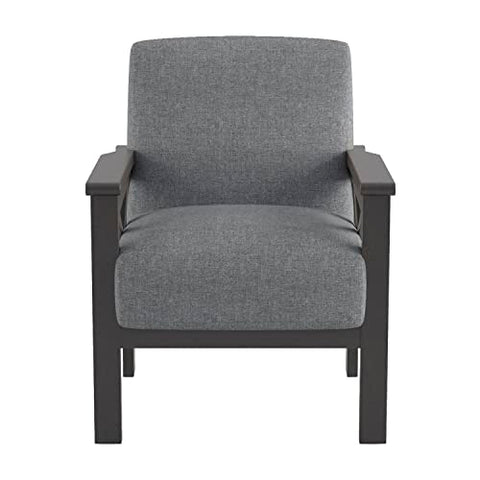 Savion Gray Textured Upholstery Solid Wood Frame Accent Chair