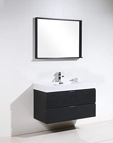 Bliss 40‚Ä≥ Black Wood Wall Mount Modern Bathroom Vanity