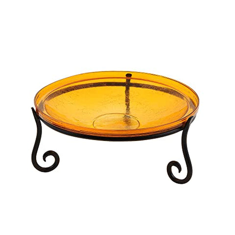 14 Mandarin Crackle Birdbath- Short Stand II