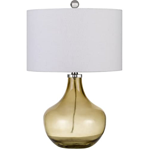 150W Logan Glass Table Lamp With Drum Hardback Fabric Shade