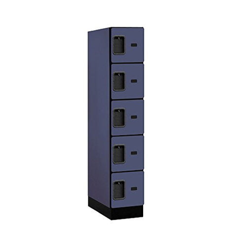 12Inches  Wide Five Tier Box Style Designer Wood Locker - 1 Wide - 5 Feet High - 21 Inches Deep - Blue