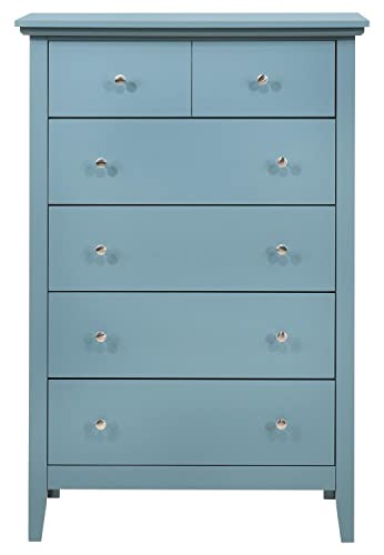 Passion Furniture Indoor Home Storage Cabinet Organizer Unit Hammond Teal 5 Drawer Chest of Drawers (32" L X 18" W X 48" H)