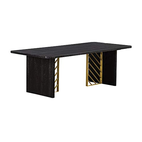Armen Living Monaco Wood Coffee Table Accent, 4.72&#34; W, Black Red-Shiny Wooden/Antique Brass Metal