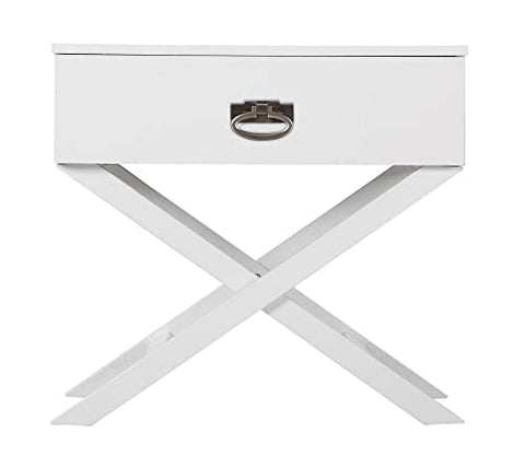Xavier 1-Drawer White Nightstand (25 in. H x 16 in. W x 27 in. D)