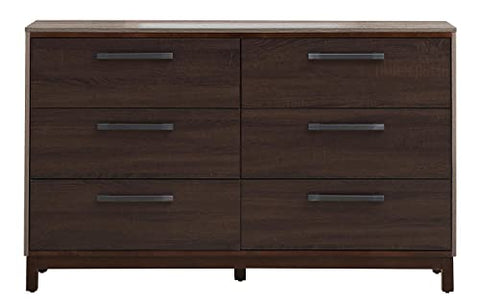 Magnolia 6-Drawer Brown Dresser (35.5 in. X 15.5 in. X 59 in.)