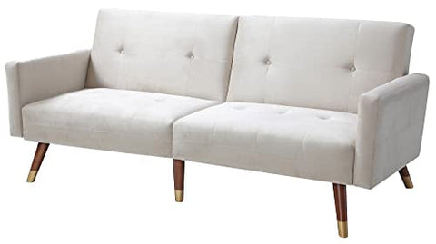 Turin 79 in. Beige 2-Seater Recliner Sofa with Wood Legs