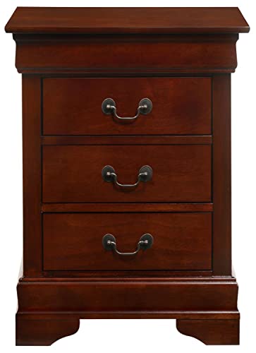 Louis Philippe 3-Drawer Cherry Nightstand (29 in. H x 16 in. W x 21 in. D)