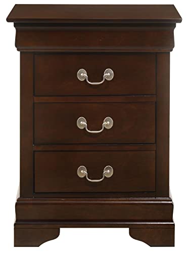 Louis Philippe 3-Drawer Cappuccino Nightstand (29 in. H x 16 in. W x 21 in. D)