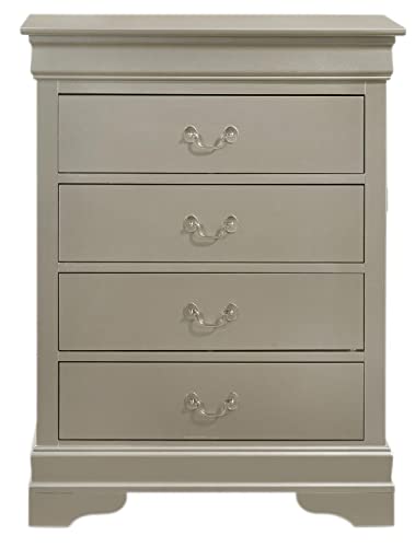 Louis Phillipe Silver Champagne 4 Drawer Chest of Drawers (31 in L. X 16 in W. X 41 in H.)