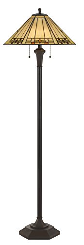 100W X 2 Tiffany Floor Lamp - Matt Black