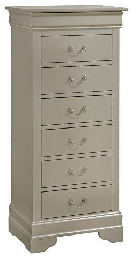 Louis Phillipe Silver Champagne 7 Drawer Chest of Drawers (22 in L. X 16 in W. X 51 in H.)
