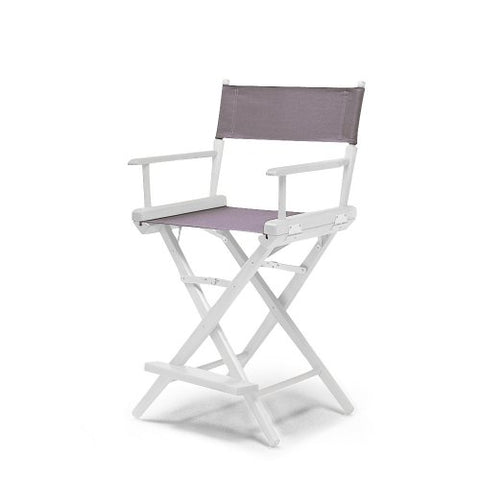 Telescope Casual World Famous Balcony Height Director Chair With White Finish and Gray Fabric