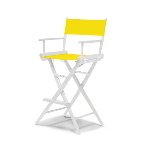 Telescope Casual World Famous Bar Height Director Chair With White Finish and Canary Fabric
