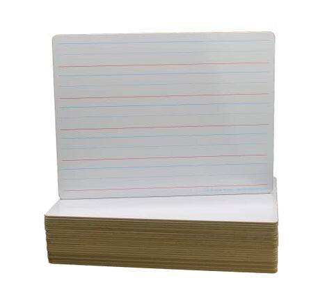 Flipside - 12034 Red and Blue Ruled Plain Dry Erase Board, 9 x 12 Inches, White, Pack of 24