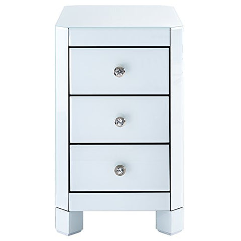 Reverse Painted White Glass Chairside Table
