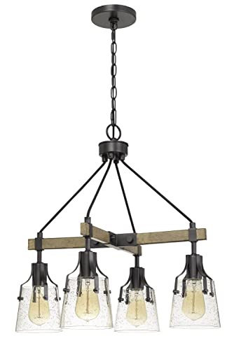 60W X 4 Aosta Metal Chandelier With BubbLED Glass Shades (Edison Bulbs Are Not included)