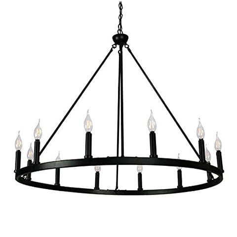 Canyon Home Cahua 8 Light Drum Chandelier (16? Wide) Steel Frame with Wooden Pattern Dining Room, Foyer, Entryway or Living Room Decor
