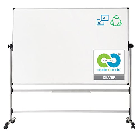 MasterVision Earth Melamine Dry-Erase Revolving Easel 36 Inches x 48 Inches Silver