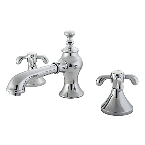 Kingston Brass KC7068TX Widespread Lavatory Faucet with Brass Pop-Up, 5-5/8&#34; in Spout Reach, Brushed Nickel